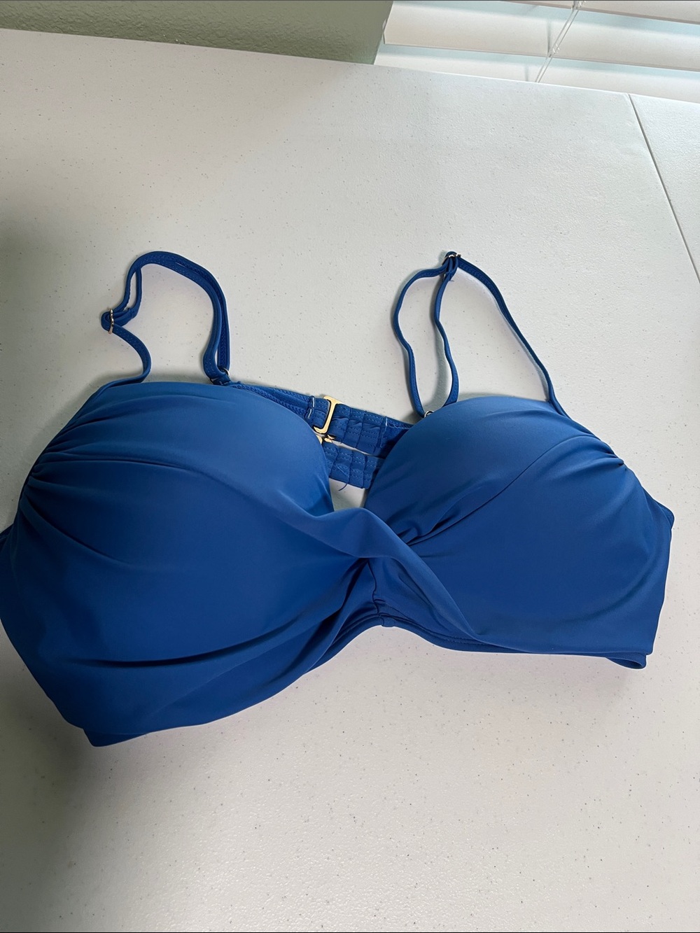 Nicole by Nicole Miller Blue Twist-Front Bikini Top